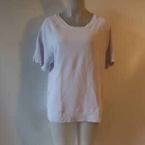 NWT Womens Christina Lehr White Short Sleeve Sweatshirt Top 2 US/M *